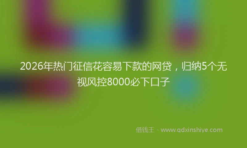 2026年热门征信花容易下款的网贷，归纳5个无视风控8000必下口子