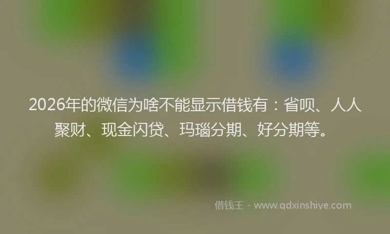 2026年的微信为啥不能显示借钱有：省呗、人人聚财、现金闪贷、玛瑙分期、好分期等。