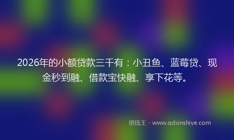 2026年的小额贷款三千有:小丑鱼、蓝莓贷、现金秒到融、借款宝快融、享下花等。
