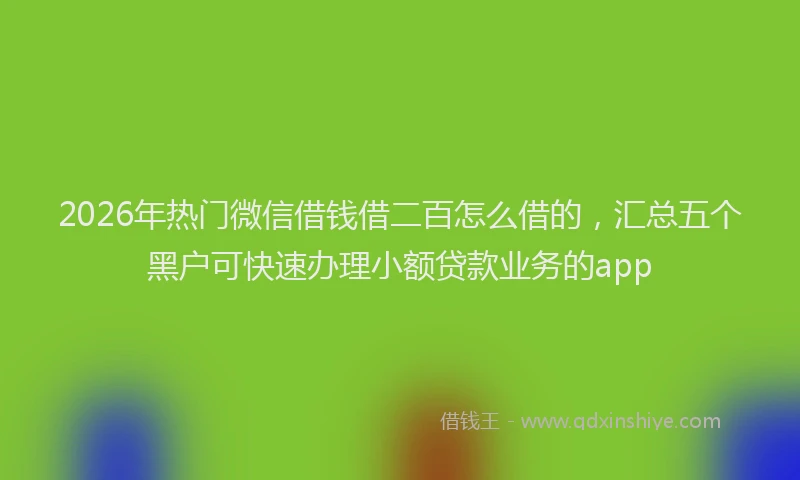 2026年热门微信借钱借二百怎么借的,汇总五个黑户可快速办理小额贷款业务的app
