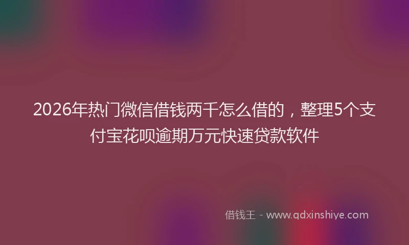2026年热门微信借钱两千怎么借的，整理5个支付宝花呗逾期万元快速贷款软件