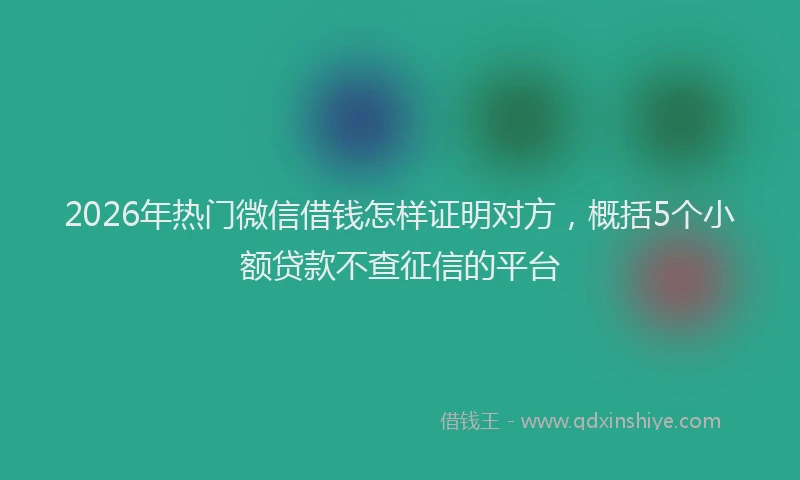 2026年热门微信借钱怎样证明对方，概括5个小额贷款不查征信的平台