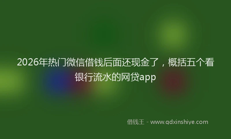2026年热门微信借钱后面还现金了，概括五个看银行流水的网贷app