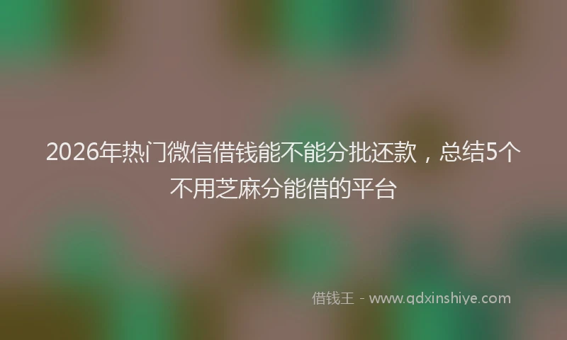 2026年热门微信借钱能不能分批还款，总结5个不用芝麻分能借的平台