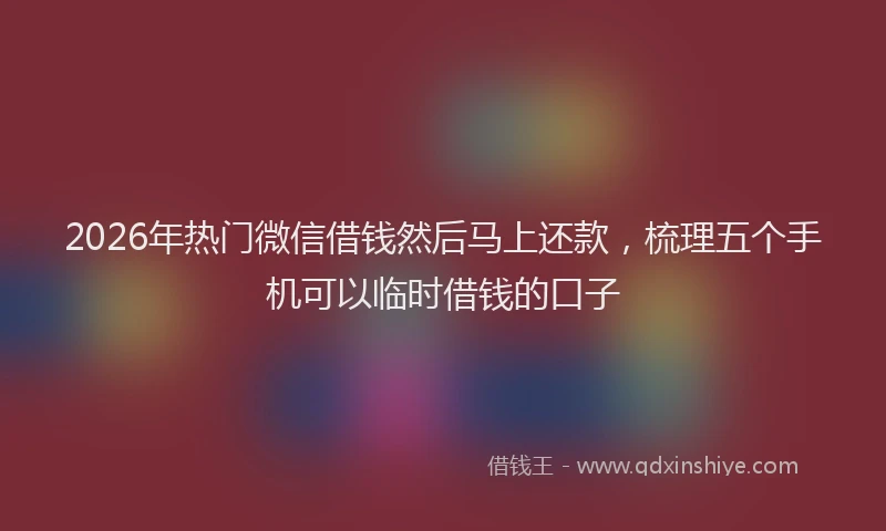 2026年热门微信借钱然后马上还款，梳理五个手机可以临时借钱的口子