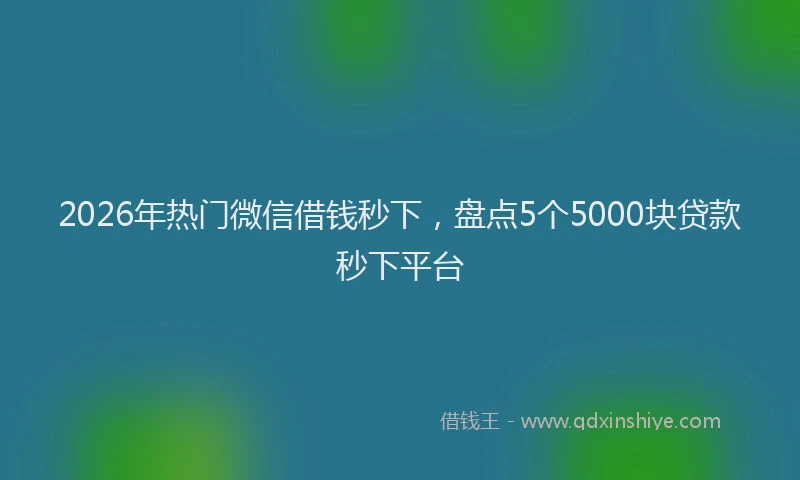 2026年热门微信借钱秒下，盘点5个5000块贷款秒下平台
