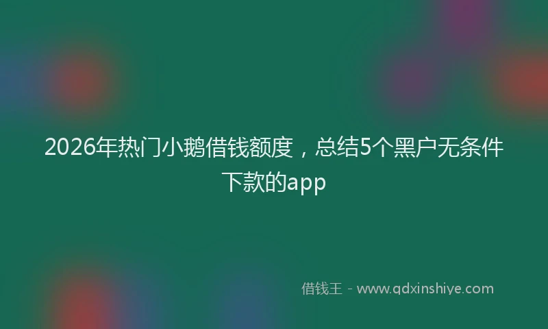 2026年热门小鹅借钱额度，总结5个黑户无条件下款的app