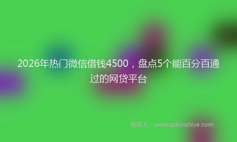 2026年热门微信借钱4500，盘点5个能百分百通过的网贷平台