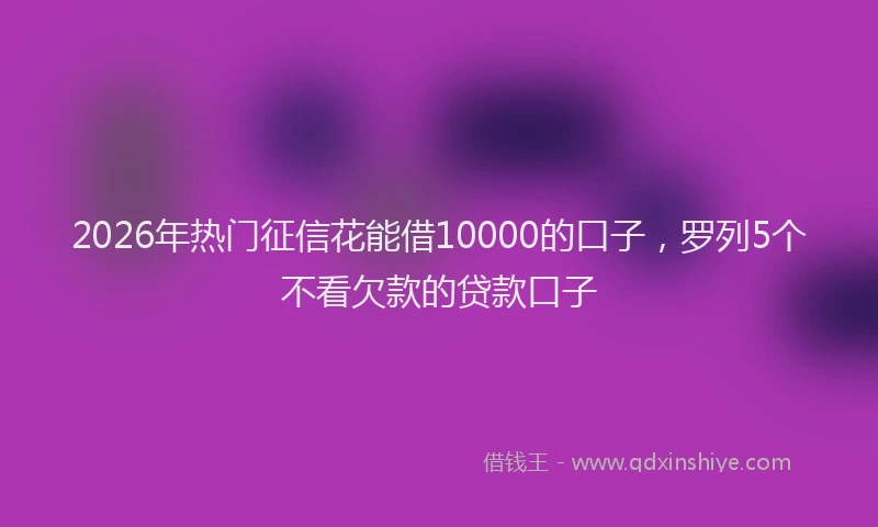 2026年热门征信花能借10000的口子，罗列5个不看欠款的贷款口子