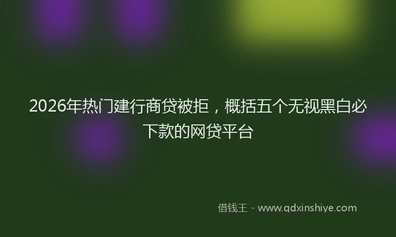2026年热门建行商贷被拒，概括五个无视黑白必下款的网贷平台