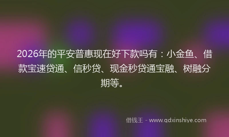 2026年的平安普惠现在好下款吗有：小金鱼、借款宝速贷通、信秒贷、现金秒贷通宝融、树融分期等。