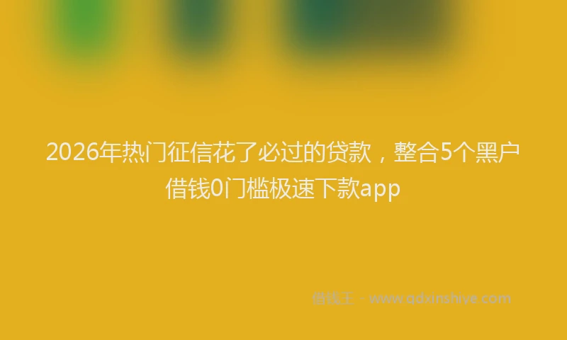 2026年热门征信花了必过的贷款，整合5个黑户借钱0门槛极速下款app
