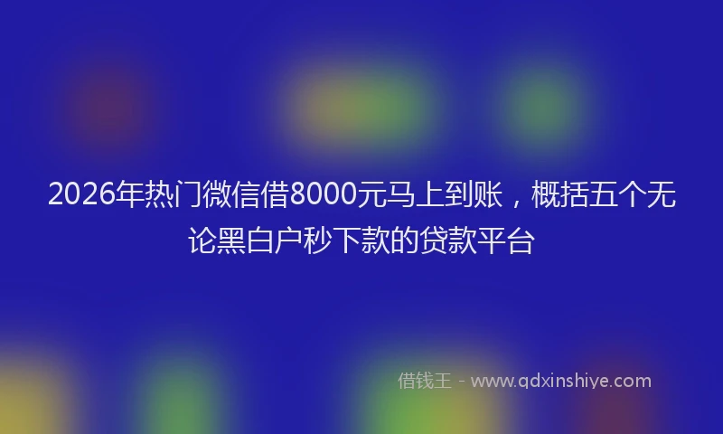 2026年热门微信借8000元马上到账，概括五个无论黑白户秒下款的贷款平台