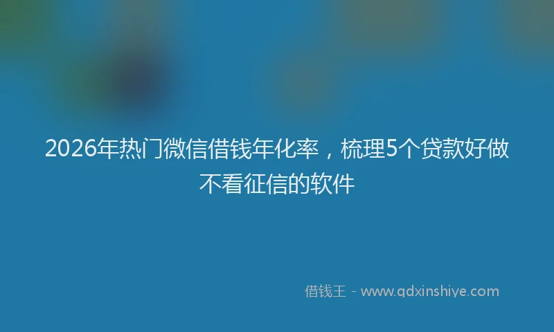 2026年热门微信借钱年化率，梳理5个贷款好做不看征信的软件