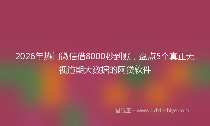 2026年热门微信借8000秒到账，盘点5个真正无视逾期大数据的网贷软件