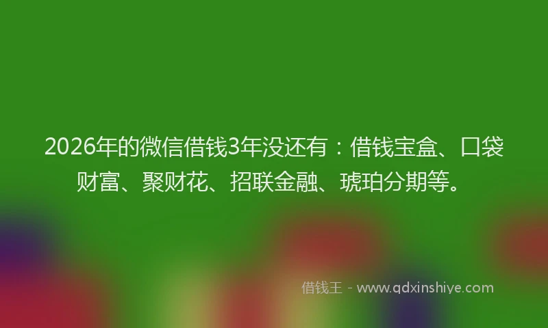 2026年的微信借钱3年没还有:借钱宝盒、口袋财富、聚财花、招联金融、琥珀分期等。