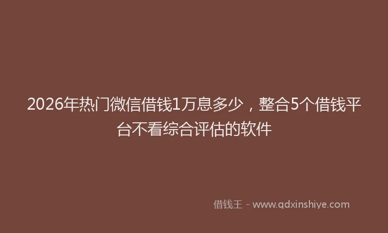 2026年热门微信借钱1万息多少，整合5个借钱平台不看综合评估的软件