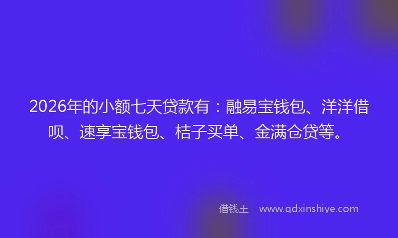 2026年的小额七天贷款有：融易宝钱包、洋洋借呗、速享宝钱包、桔子买单、金满仓贷等。