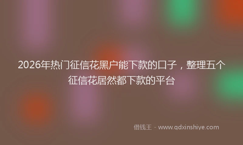 2026年热门征信花黑户能下款的口子，整理五个征信花居然都下款的平台