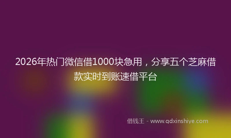 2026年热门微信借1000块急用，分享五个芝麻借款实时到账速借平台
