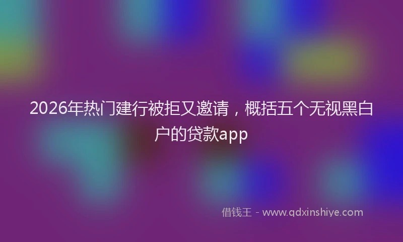 2026年热门建行被拒又邀请，概括五个无视黑白户的贷款app