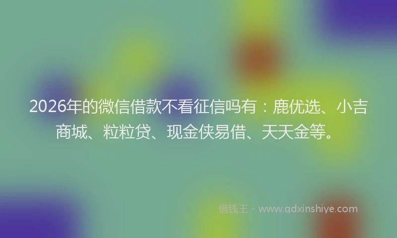2026年的微信借款不看征信吗有：鹿优选、小吉商城、粒粒贷、现金侠易借、天天金等。