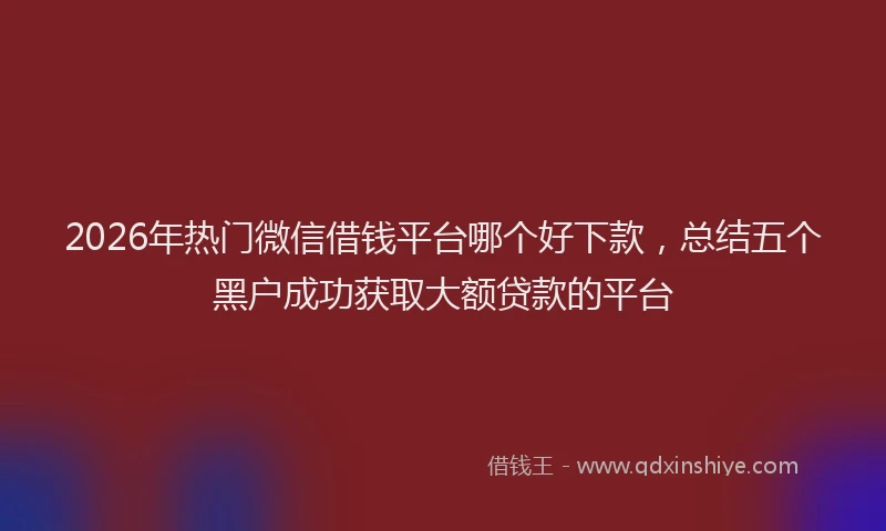 2026年热门微信借钱平台哪个好下款，总结五个黑户成功获取大额贷款的平台