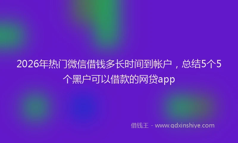 2026年热门微信借钱多长时间到帐户，总结5个5个黑户可以借款的网贷app