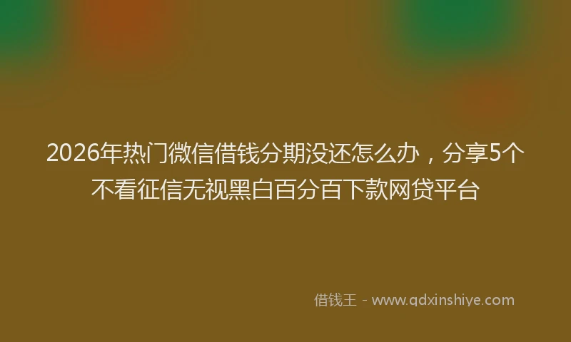 2026年热门微信借钱分期没还怎么办，分享5个不看征信无视黑白百分百下款网贷平台