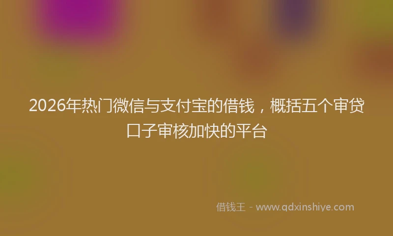 2026年热门微信与支付宝的借钱，概括五个审贷口子审核加快的平台