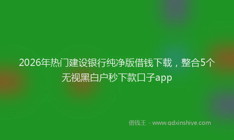 2026年热门建设银行纯净版借钱下载，整合5个无视黑白户秒下款口子app