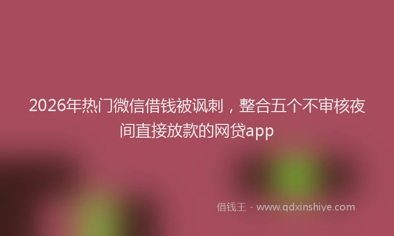 2026年热门微信借钱被讽刺，整合五个不审核夜间直接放款的网贷app