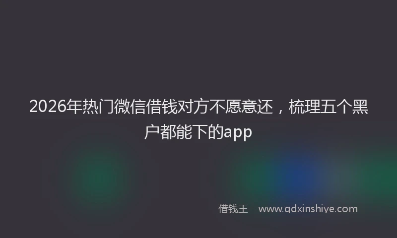 2026年热门微信借钱对方不愿意还，梳理五个黑户都能下的app