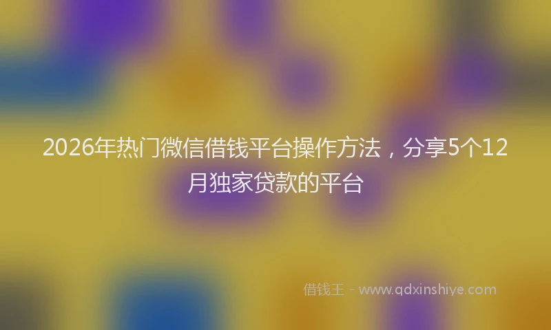 2026年热门微信借钱平台操作方法，分享5个12月独家贷款的平台