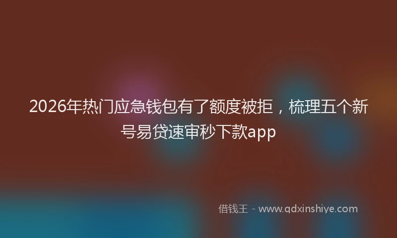 2026年热门应急钱包有了额度被拒，梳理五个新号易贷速审秒下款app