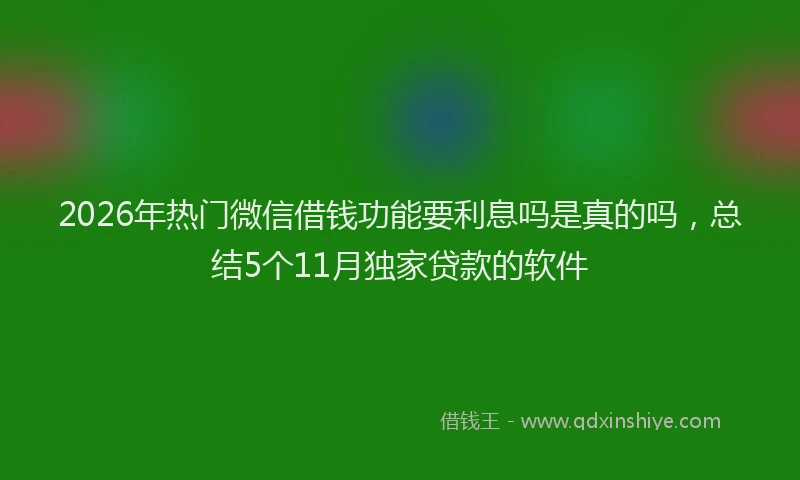 2026年热门微信借钱功能要利息吗是真的吗，总结5个11月独家贷款的软件