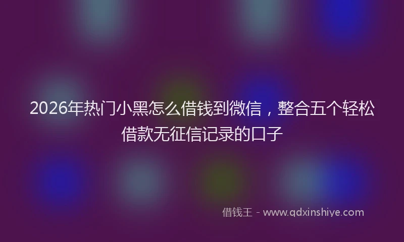 2026年热门小黑怎么借钱到微信，整合五个轻松借款无征信记录的口子