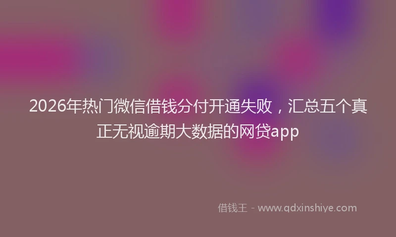 2026年热门微信借钱分付开通失败，汇总五个真正无视逾期大数据的网贷app
