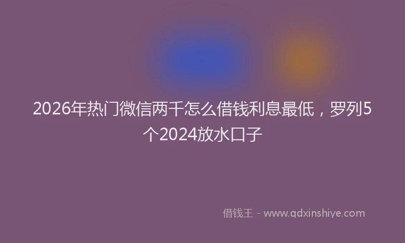 2026年热门微信两千怎么借钱利息最低，罗列5个2024放水口子
