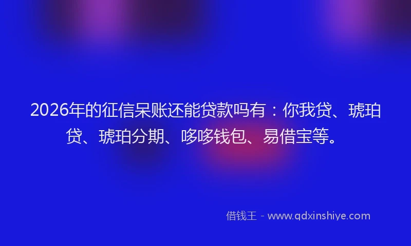 2026年的征信呆账还能贷款吗有：你我贷、琥珀贷、琥珀分期、哆哆钱包、易借宝等。