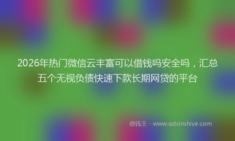 2026年热门微信云丰富可以借钱吗安全吗，汇总五个无视负债快速下款长期网贷的平台