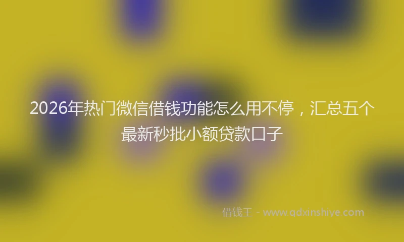2026年热门微信借钱功能怎么用不停，汇总五个最新秒批小额贷款口子