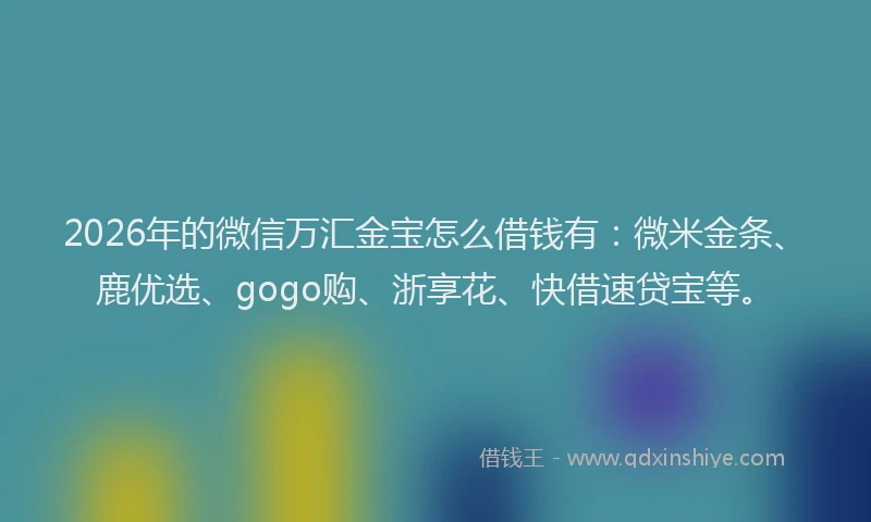 2026年的微信万汇金宝怎么借钱有：微米金条、鹿优选、gogo购、浙享花、快借速贷宝等。