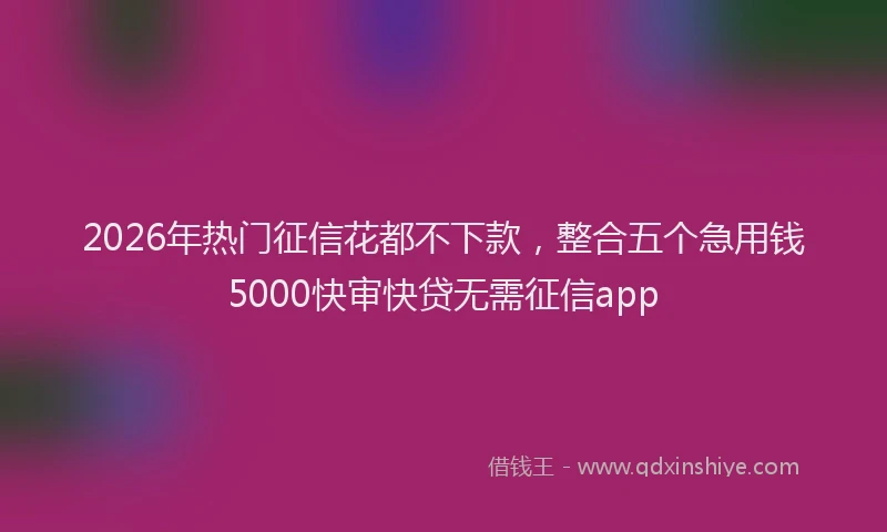 2026年热门征信花都不下款，整合五个急用钱5000快审快贷无需征信app