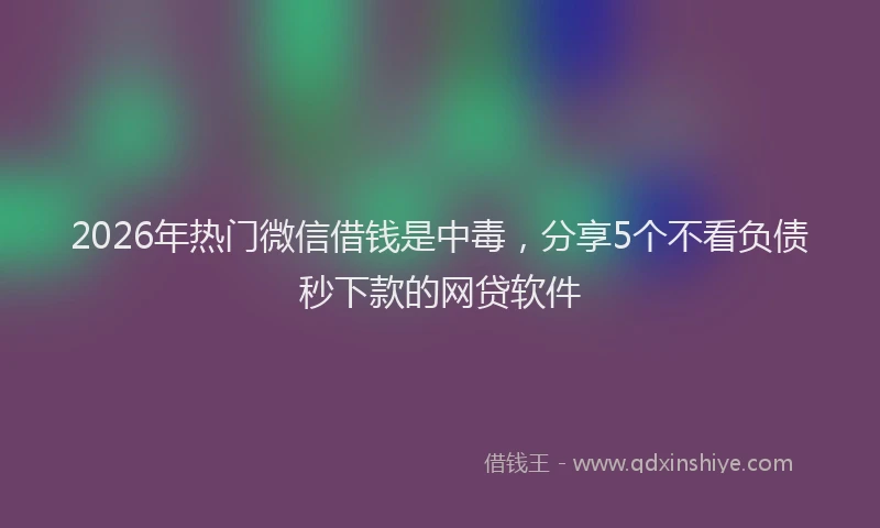 2026年热门微信借钱是中毒，分享5个不看负债秒下款的网贷软件