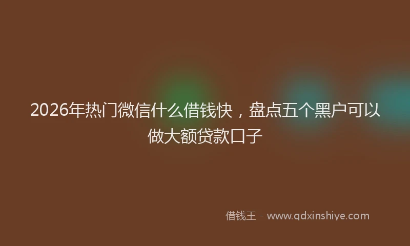 2026年热门微信什么借钱快，盘点五个黑户可以做大额贷款口子