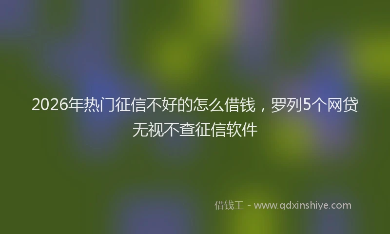 2026年热门征信不好的怎么借钱，罗列5个网贷无视不查征信软件