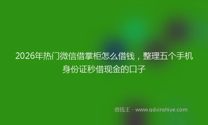 2026年热门微信借掌柜怎么借钱，整理五个手机身份证秒借现金的口子