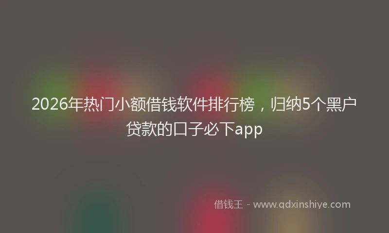 2026年热门小额借钱软件排行榜，归纳5个黑户贷款的口子必下app