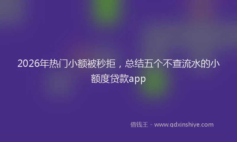 2026年热门小额被秒拒，总结五个不查流水的小额度贷款app